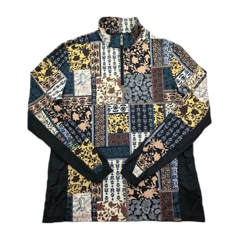 Kastel Denmark 1/4 Zip Riding Sweatshirt Womens‎ XL Patchwork Paisley Floral